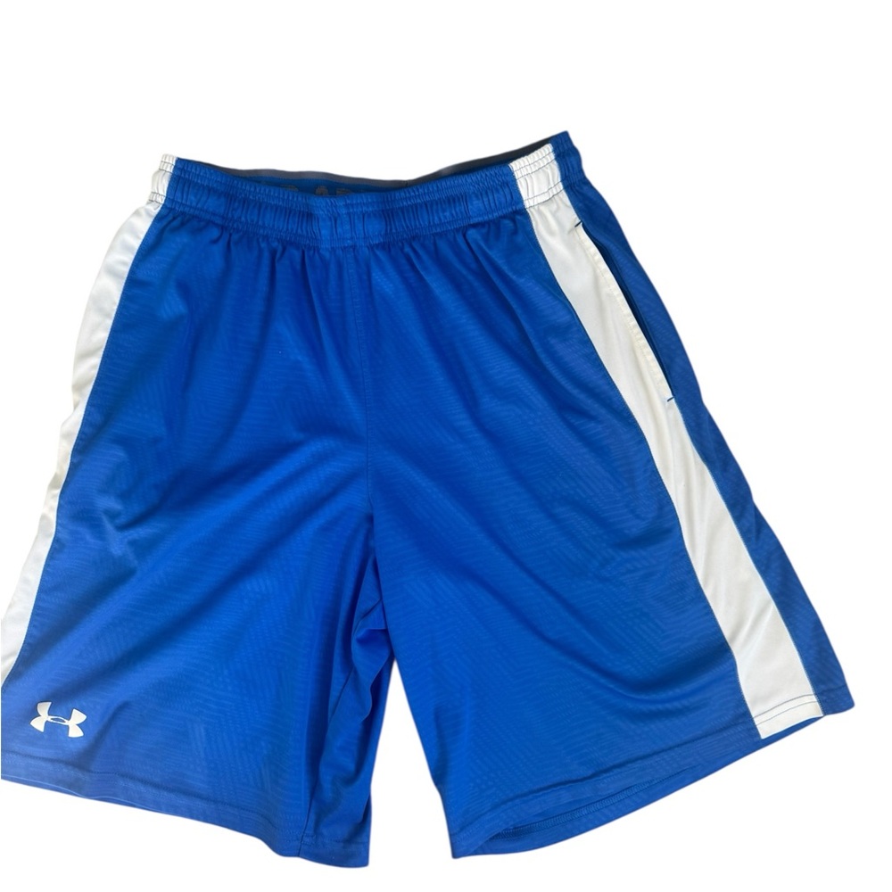 Under Armour Men’s Blue and White Athletic Shorts with Pockets Size Medium